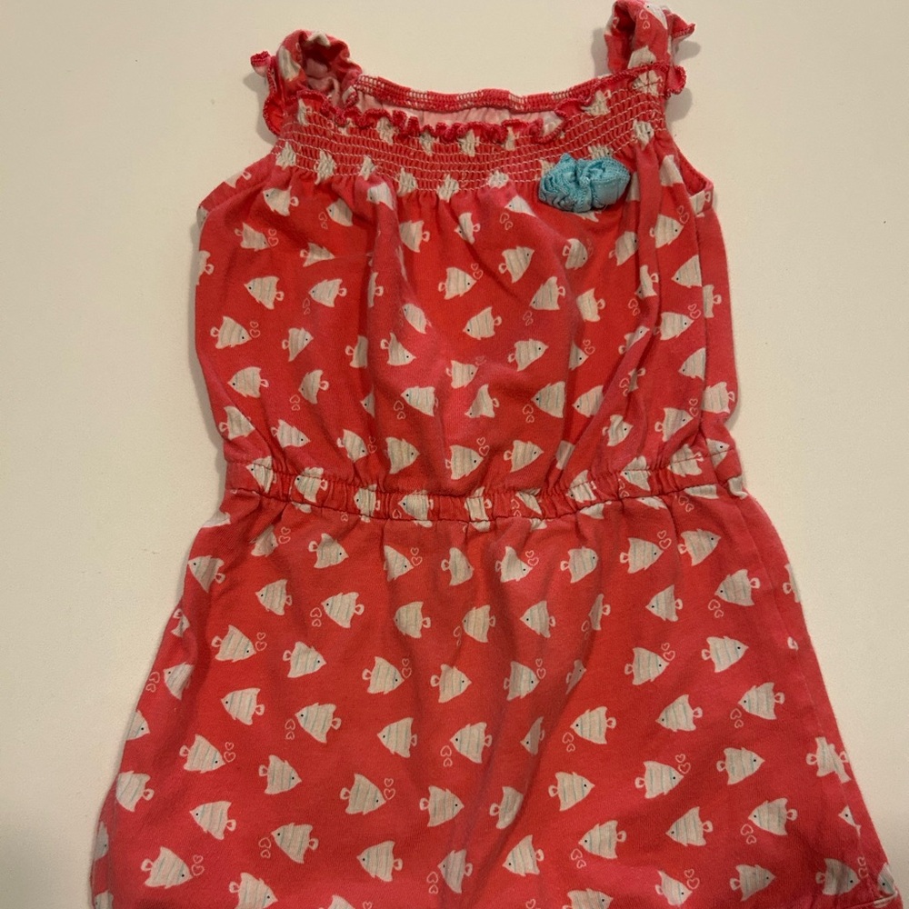 Child of Mine pink and white fish Print Romper